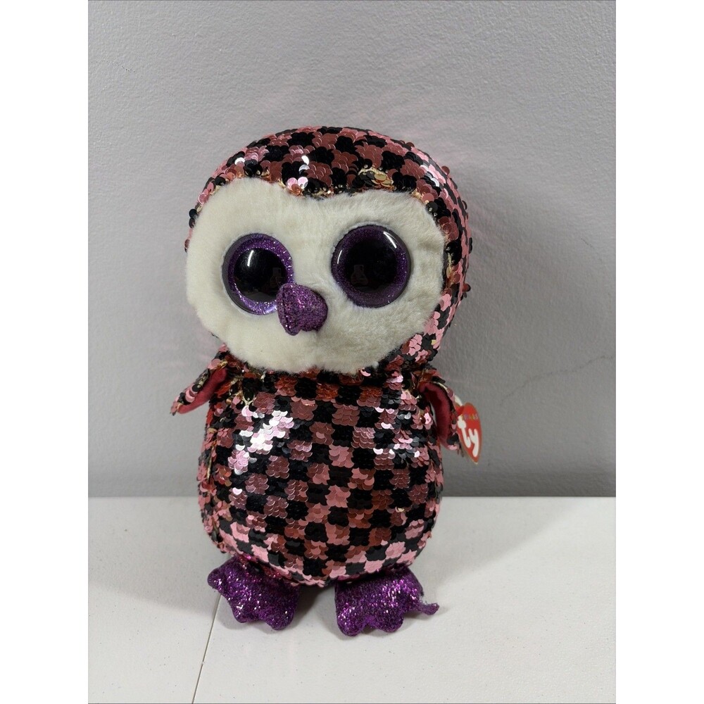 TY Flippables Sequin Plush “Checks” the Owl 9" Stuffed Animal 2019